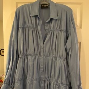 Ladies ruched light blue mini dress